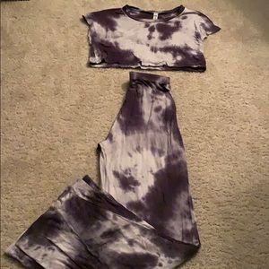 tie-dye two piece lounge set